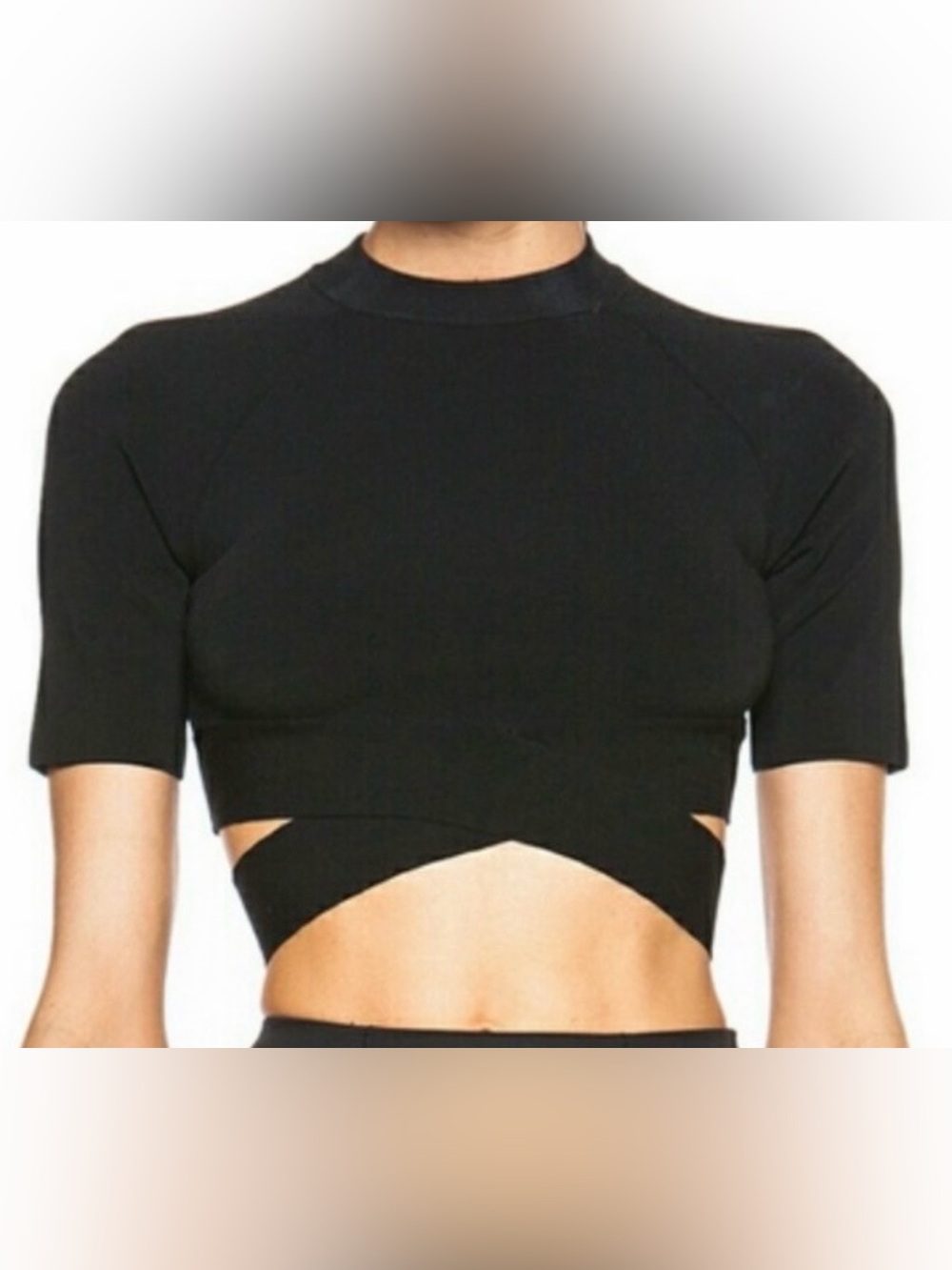 T by Alexander Wang Criss Cross Black Crop Top, Size Small